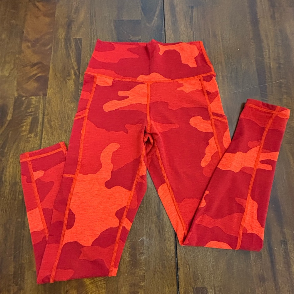 Aerie Red and Orange Camouflage Leggings